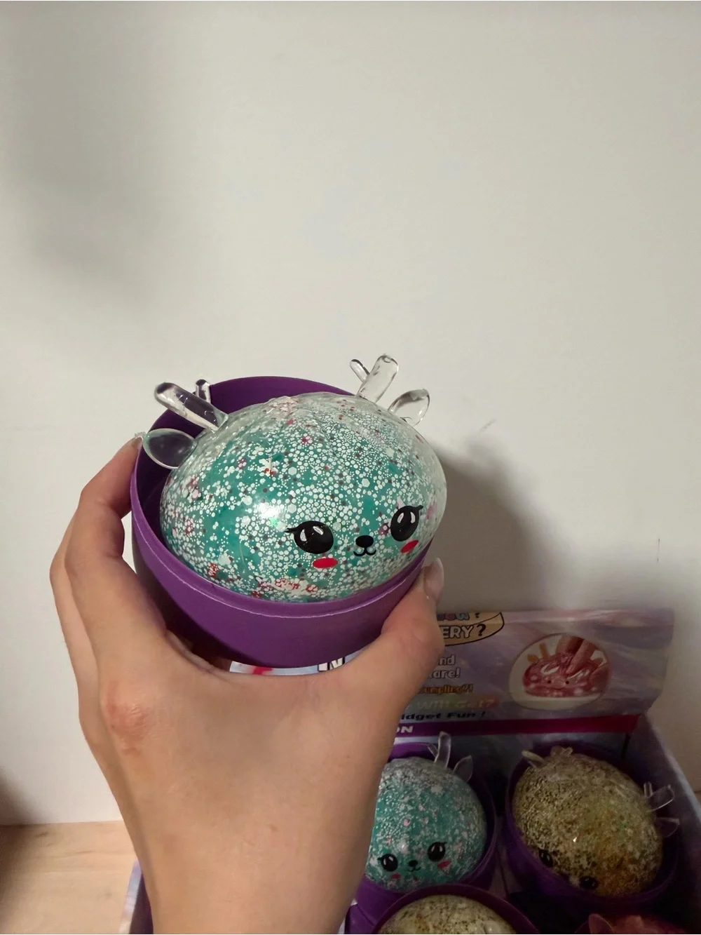 Dumpling Squishy Reindeer  Christmas Fidget Bun - Glitter Rainbow Mystery